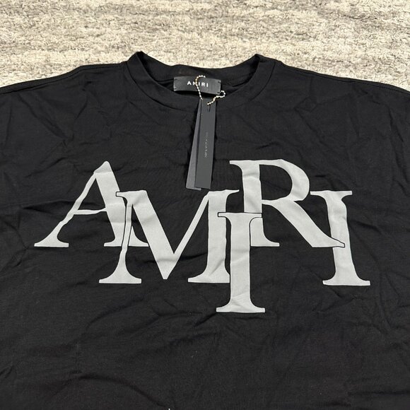 Amiri Staggered Logo Black Grey Mens Size Large T-Shirt - Picture 2 of 3